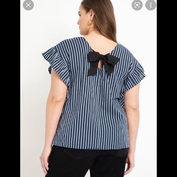 Eloquii Bow Back Stripe Top size 20 - Picture 2 of 11